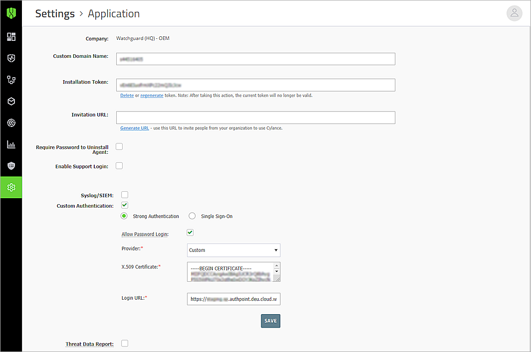 The screenshot of Application in CylanceProtect